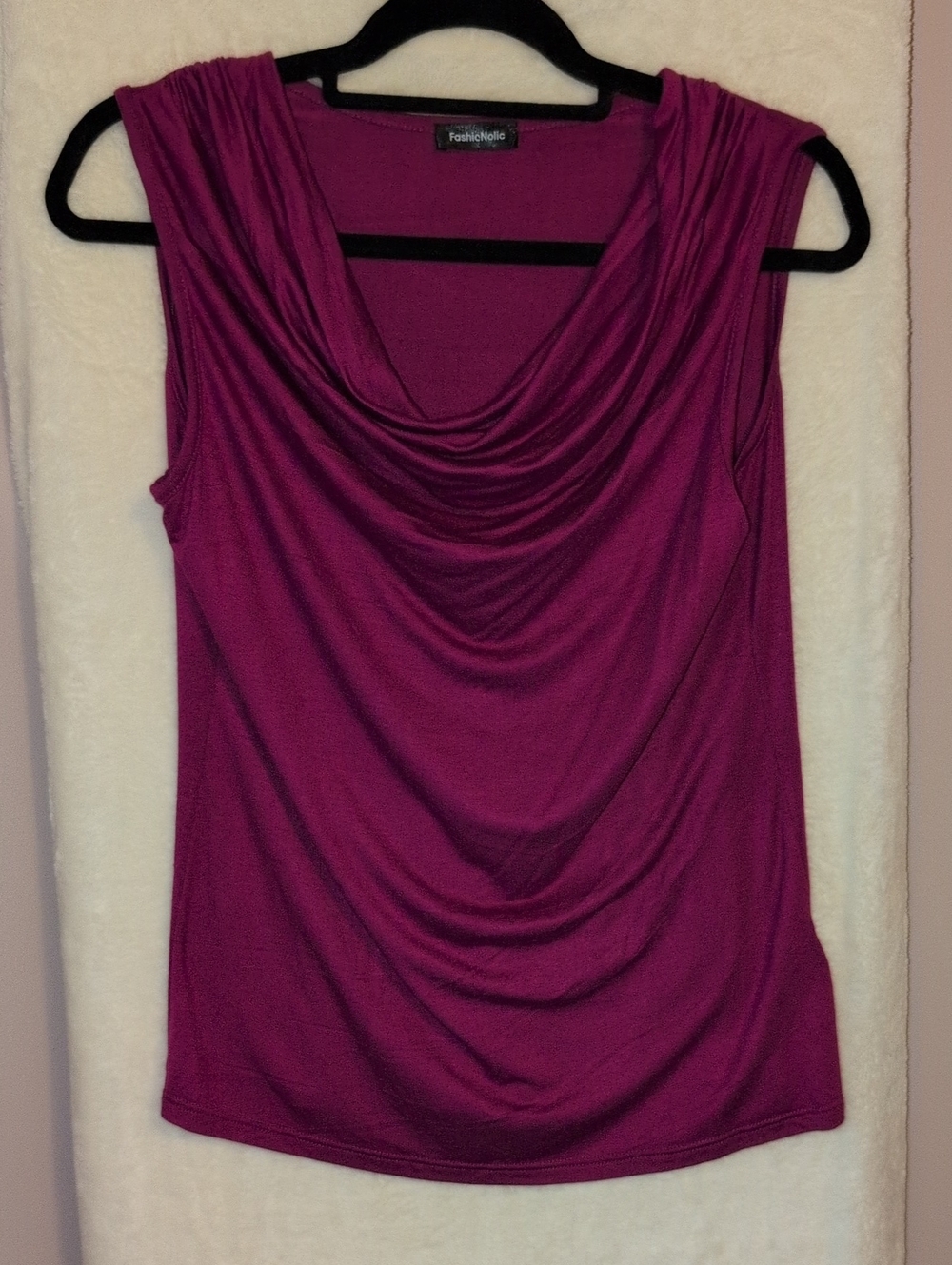 Women's Draped Cowl Neck Sleeveless Top - Magenta NWOT